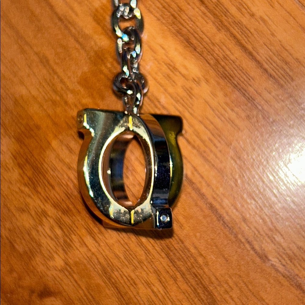 Authentic Salvatore Ferragamo Gold and Silver Tone Logo Keychain - Picture 5 of 9
